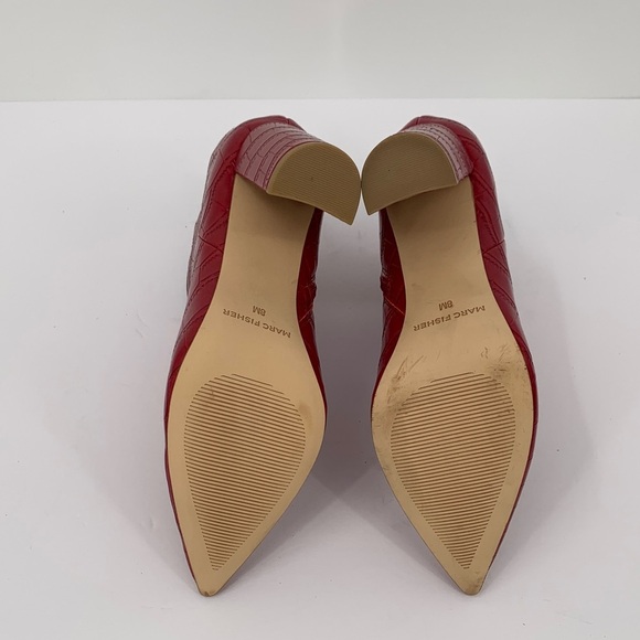 Marc Fisher Lexari ankle boots pink embossed croc heel zipper shoe women new 8 - Picture 5 of 6